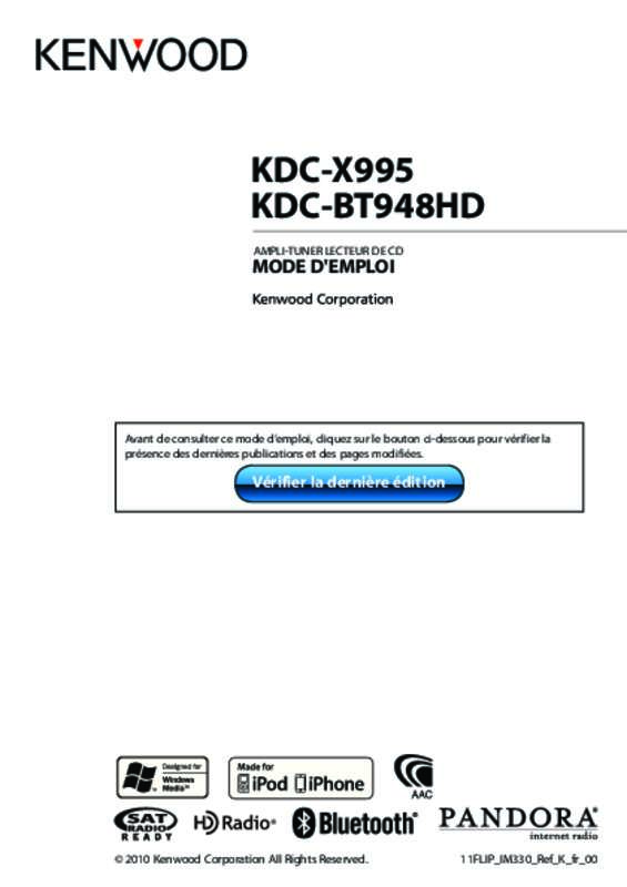 Guide utilisation KENWOOD KDC-BT948HD  de la marque KENWOOD