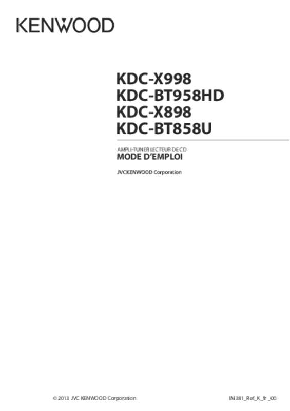 Guide utilisation KENWOOD KDC-BT958HD  de la marque KENWOOD