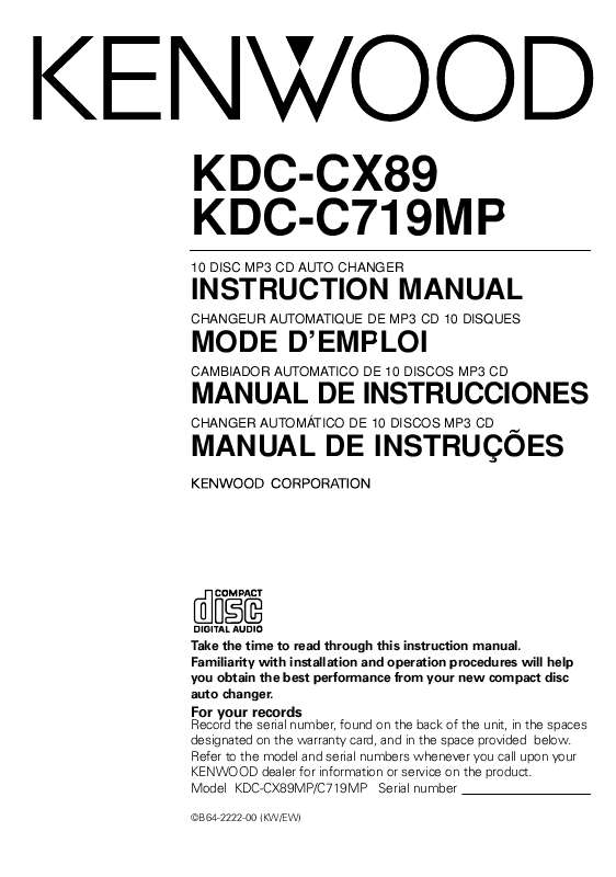 Guide utilisation KENWOOD KDC-CX89  de la marque KENWOOD