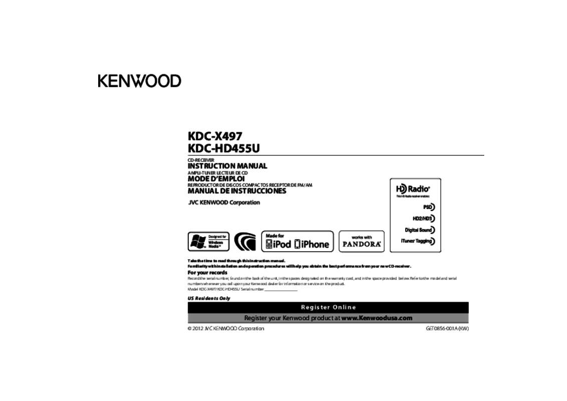 Guide utilisation KENWOOD KDC-HD455U  de la marque KENWOOD