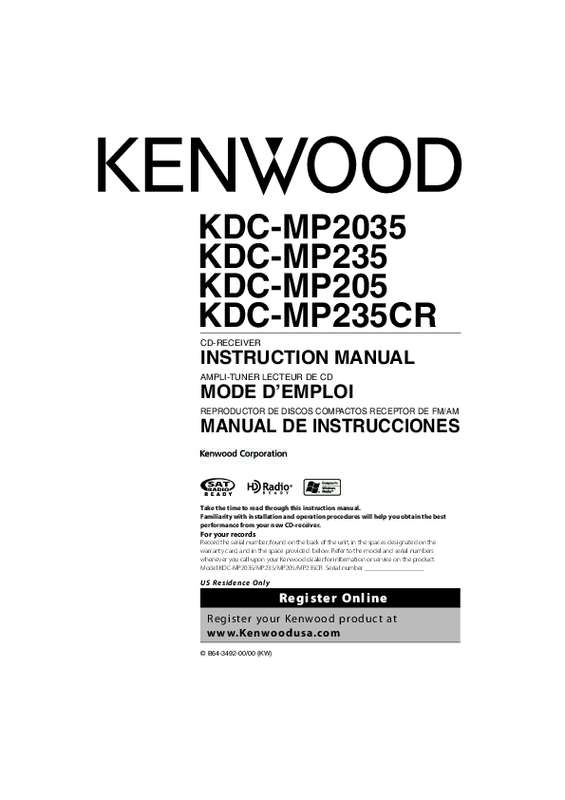 Guide utilisation KENWOOD KDC-MP2035  de la marque KENWOOD