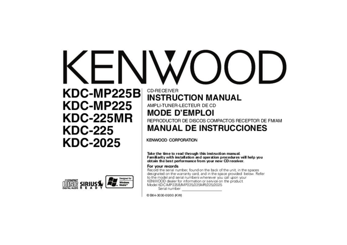 Guide utilisation KENWOOD KDC-MP225B  de la marque KENWOOD