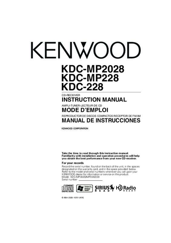 Guide utilisation KENWOOD KDC-MP228  de la marque KENWOOD