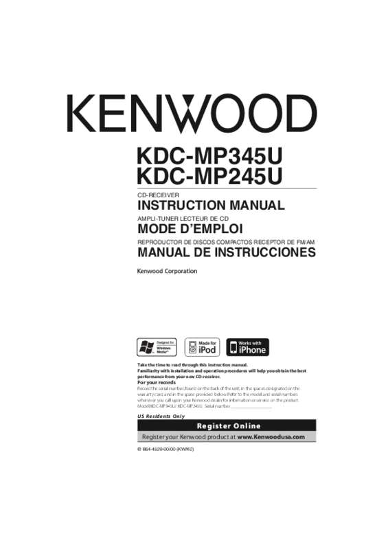 Guide utilisation KENWOOD KDC-MP245U  de la marque KENWOOD