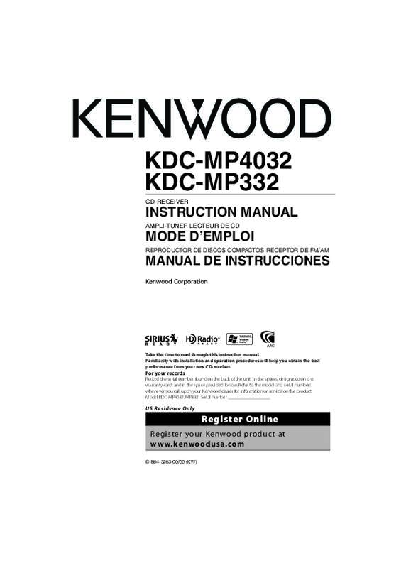 Guide utilisation KENWOOD KDC-MP332  de la marque KENWOOD