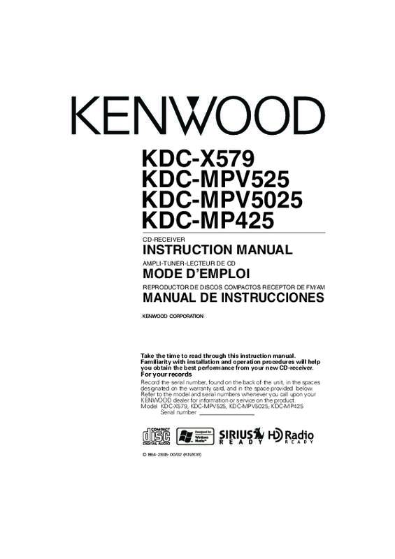 Guide utilisation KENWOOD KDC-MP425  de la marque KENWOOD