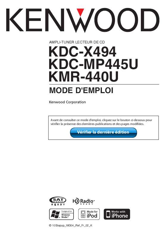 Guide utilisation KENWOOD KDC-MP445U  de la marque KENWOOD