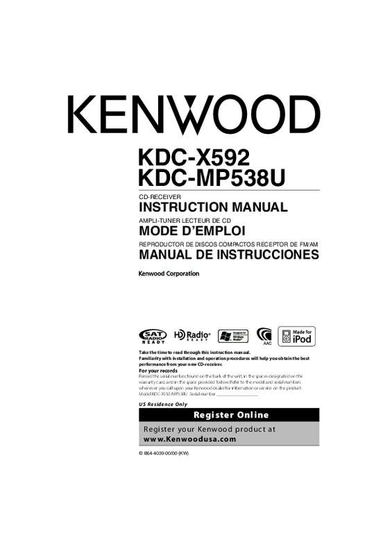 Guide utilisation KENWOOD KDC-MP538U  de la marque KENWOOD
