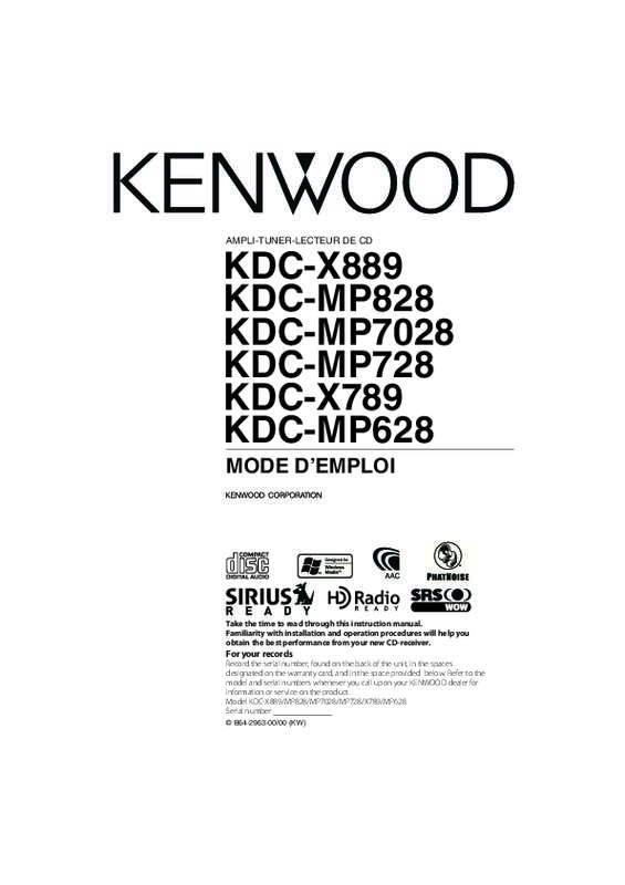 Guide utilisation KENWOOD KDC-MP628  de la marque KENWOOD