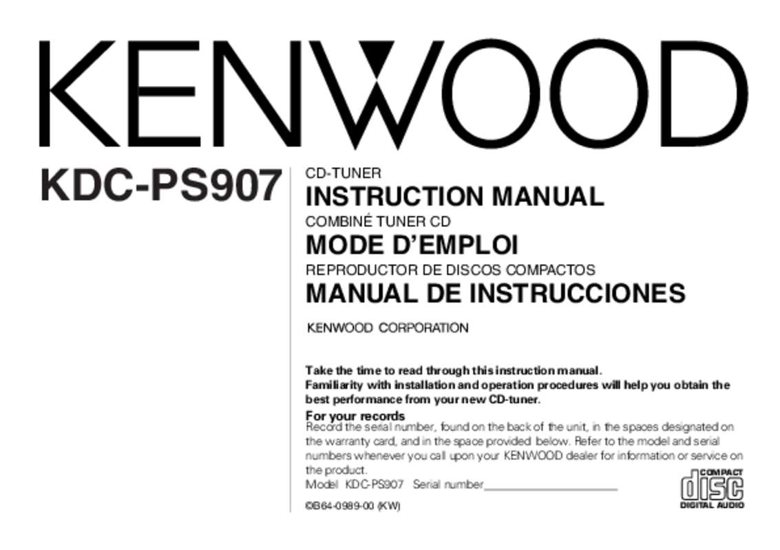 Guide utilisation KENWOOD KDC-PS907  de la marque KENWOOD