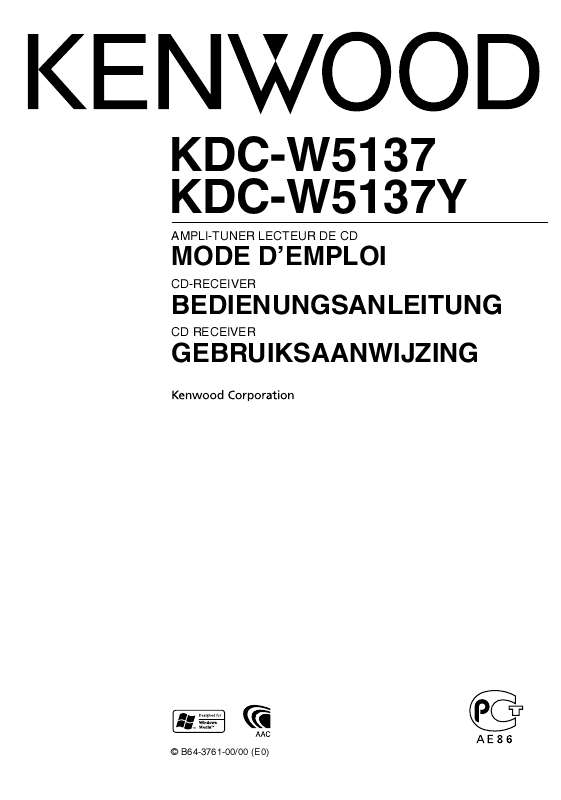 Guide utilisation KENWOOD KDC-W5137Y  de la marque KENWOOD