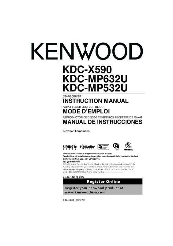 Guide utilisation KENWOOD KDC-X590  de la marque KENWOOD