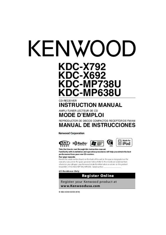 Guide utilisation KENWOOD KDC-X692  de la marque KENWOOD
