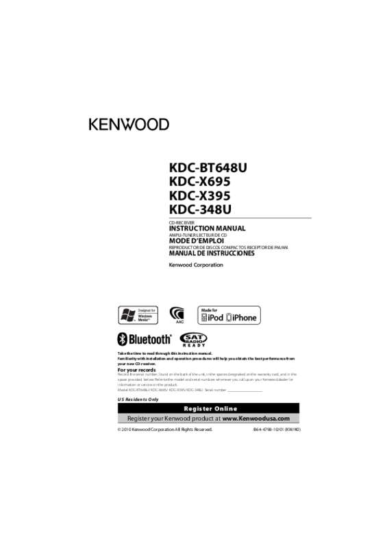 Guide utilisation KENWOOD KDC-X695  de la marque KENWOOD