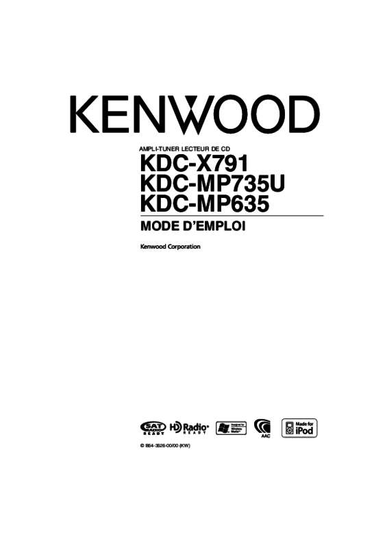 Guide utilisation KENWOOD KDC-X791  de la marque KENWOOD