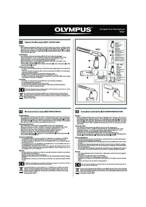 Guide utilisation OLYMPUS GUN ME-31  de la marque OLYMPUS