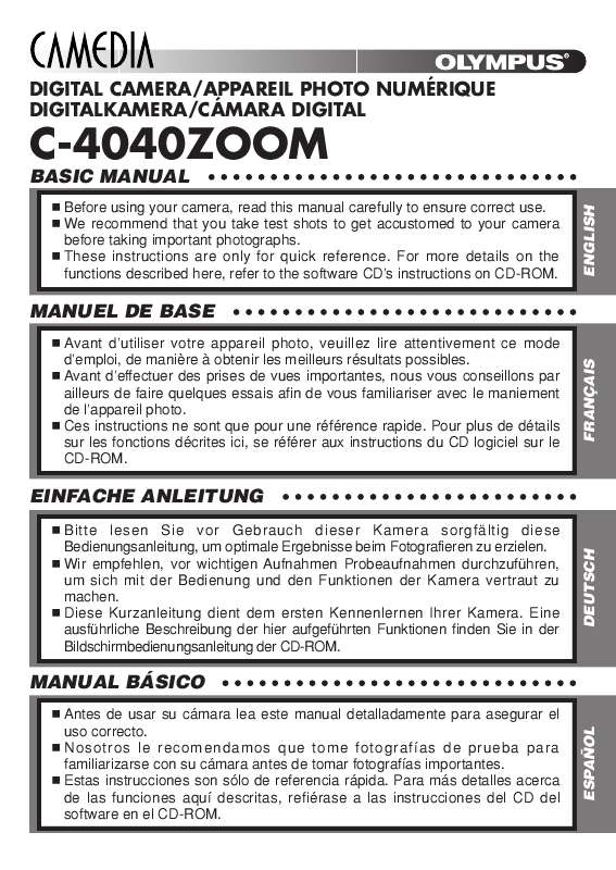 Guide utilisation OLYMPUS C-4040 ZOOM  de la marque OLYMPUS