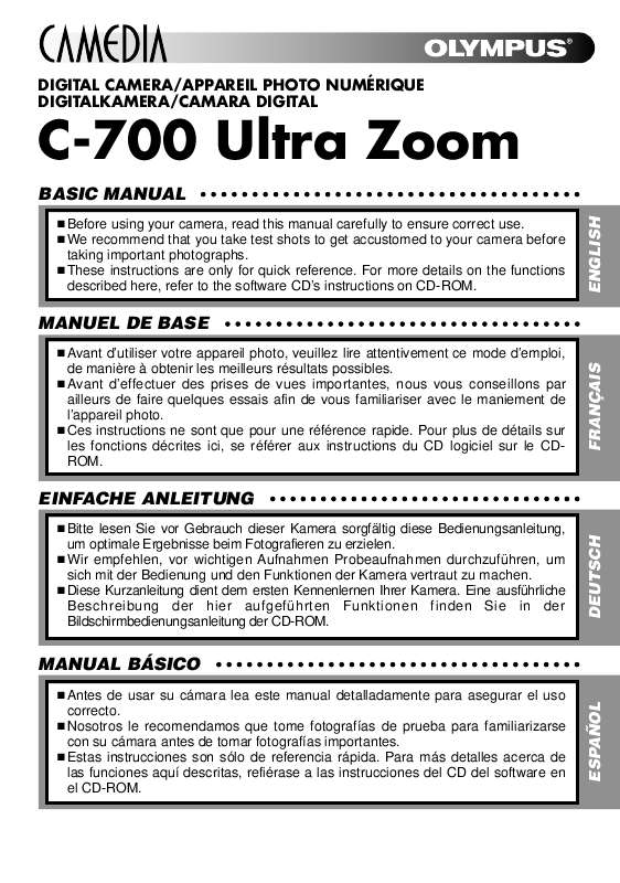 Guide utilisation OLYMPUS C-700 ULTRA ZOOM  de la marque OLYMPUS