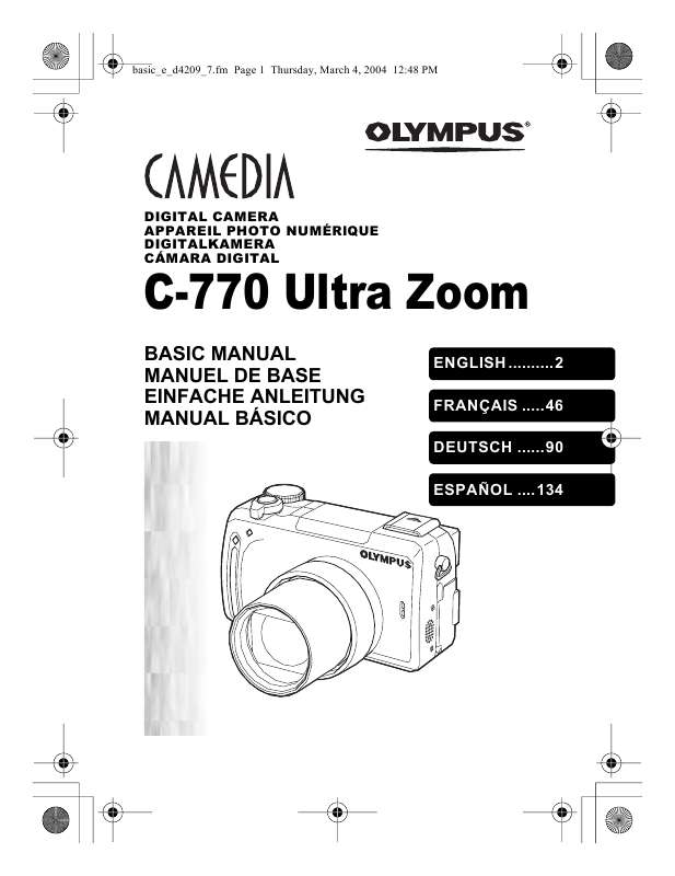 Guide utilisation OLYMPUS C-770 ULTRA ZOOM  de la marque OLYMPUS