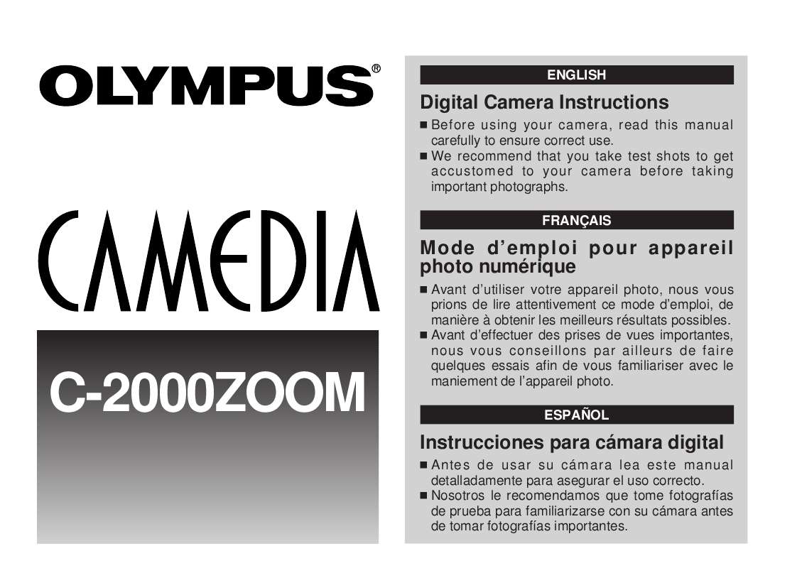 Guide utilisation OLYMPUS CAMEDIA C-2000  de la marque OLYMPUS