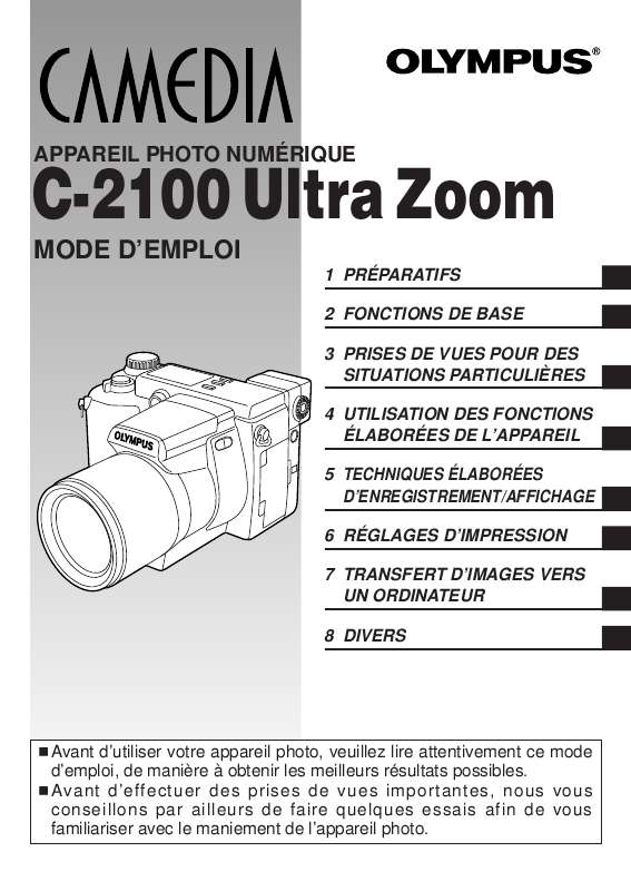 Guide utilisation OLYMPUS CAMEDIA C-2100 ULTRA ZOOM  de la marque OLYMPUS