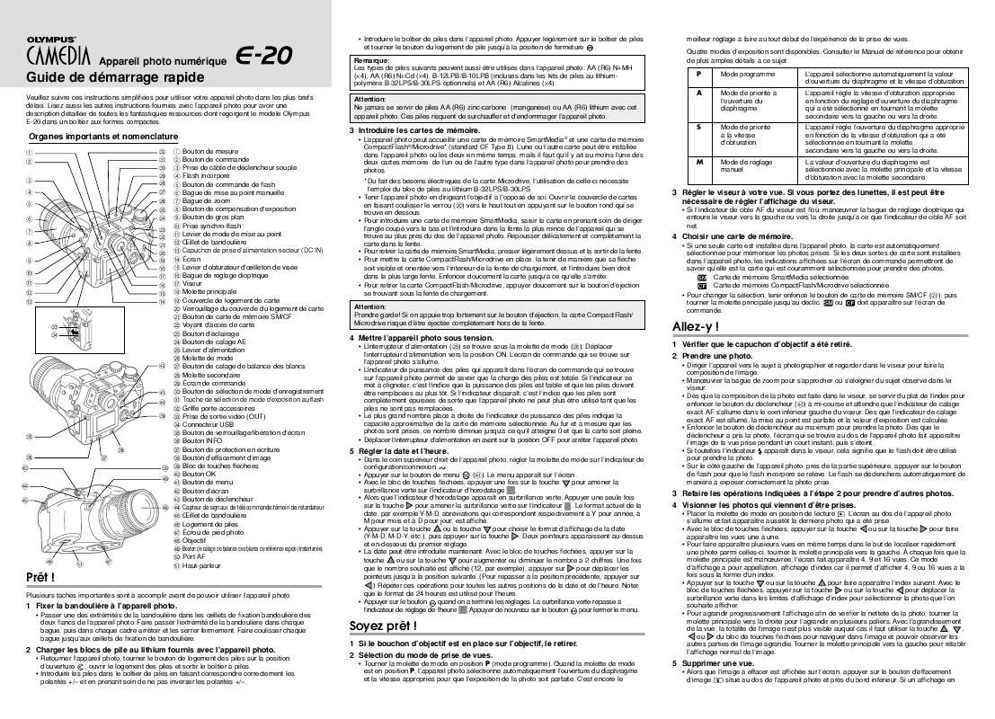 Guide utilisation OLYMPUS E-20P  de la marque OLYMPUS