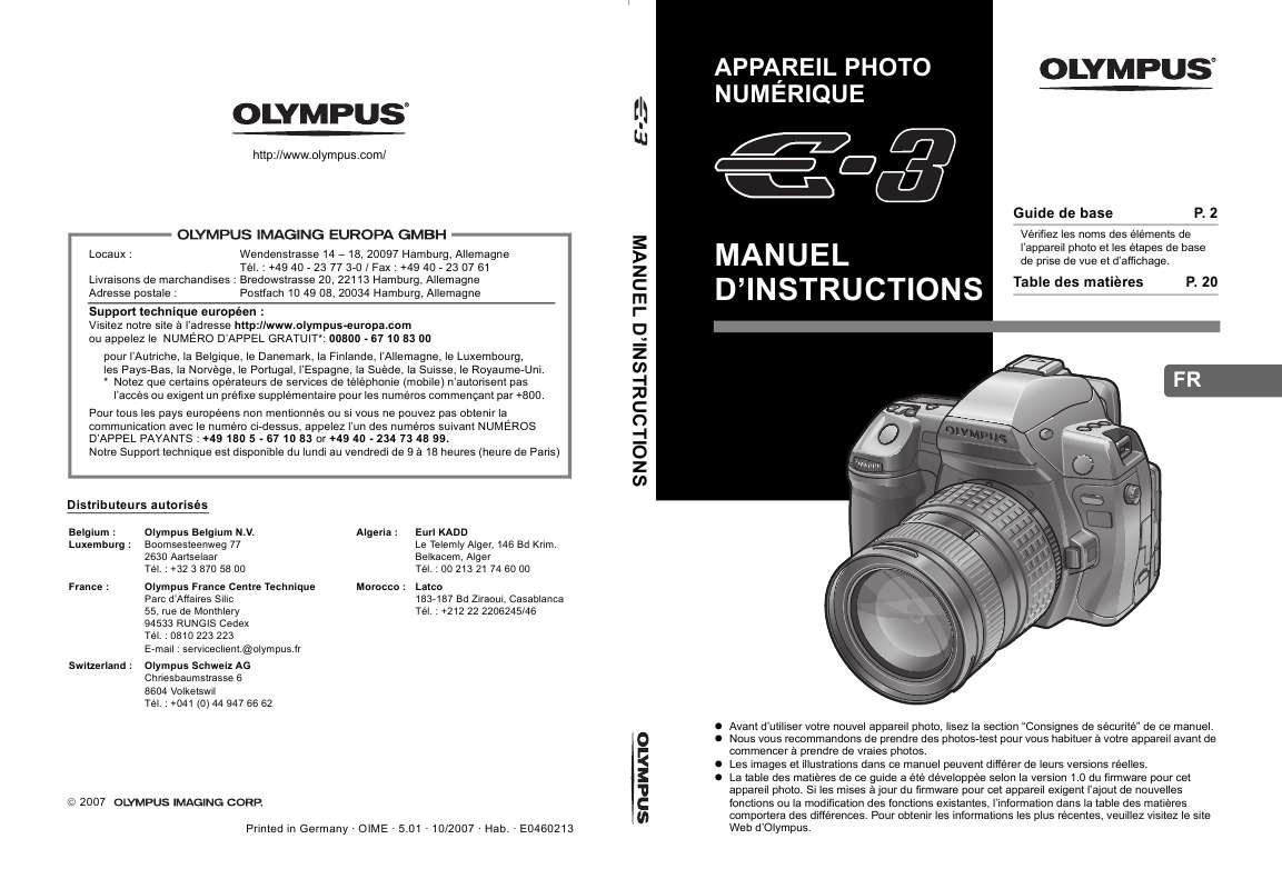 Guide utilisation OLYMPUS E-3  de la marque OLYMPUS