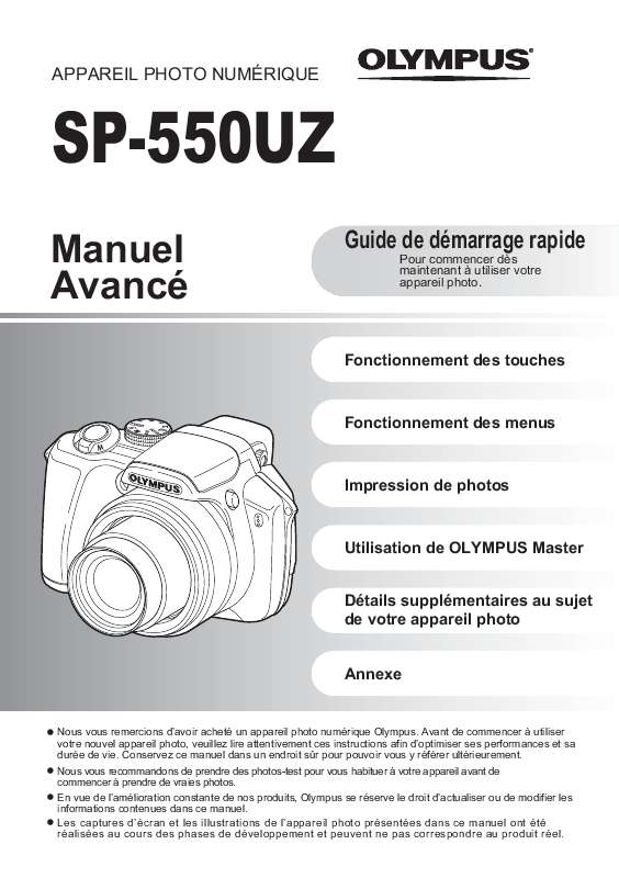 Guide utilisation OLYMPUS SP-550 UZ  de la marque OLYMPUS