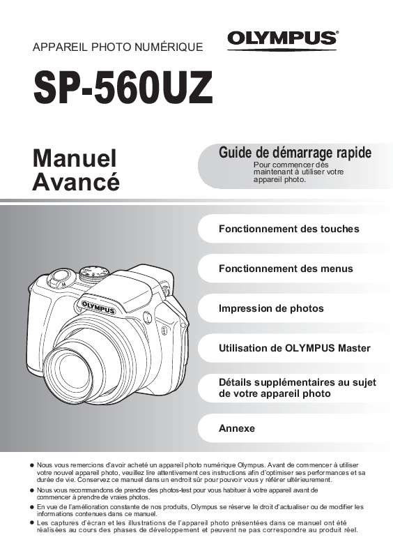 Guide utilisation OLYMPUS SP-560 UZ  de la marque OLYMPUS