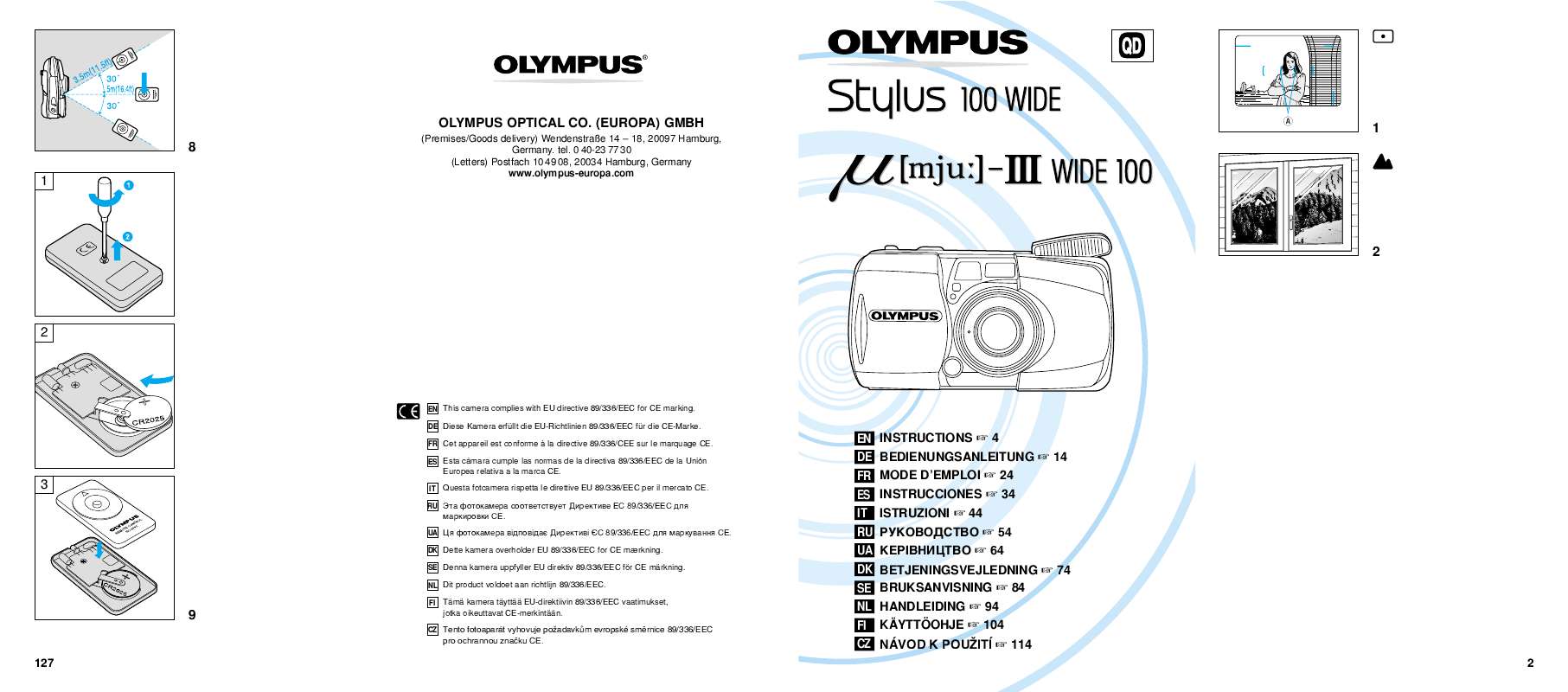 Guide utilisation OLYMPUS Μ[MJU:]-III WIDE 100  de la marque OLYMPUS