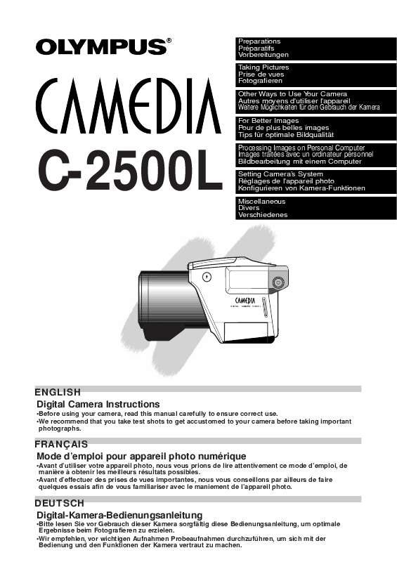 Guide utilisation OLYMPUS C-2500L  de la marque OLYMPUS