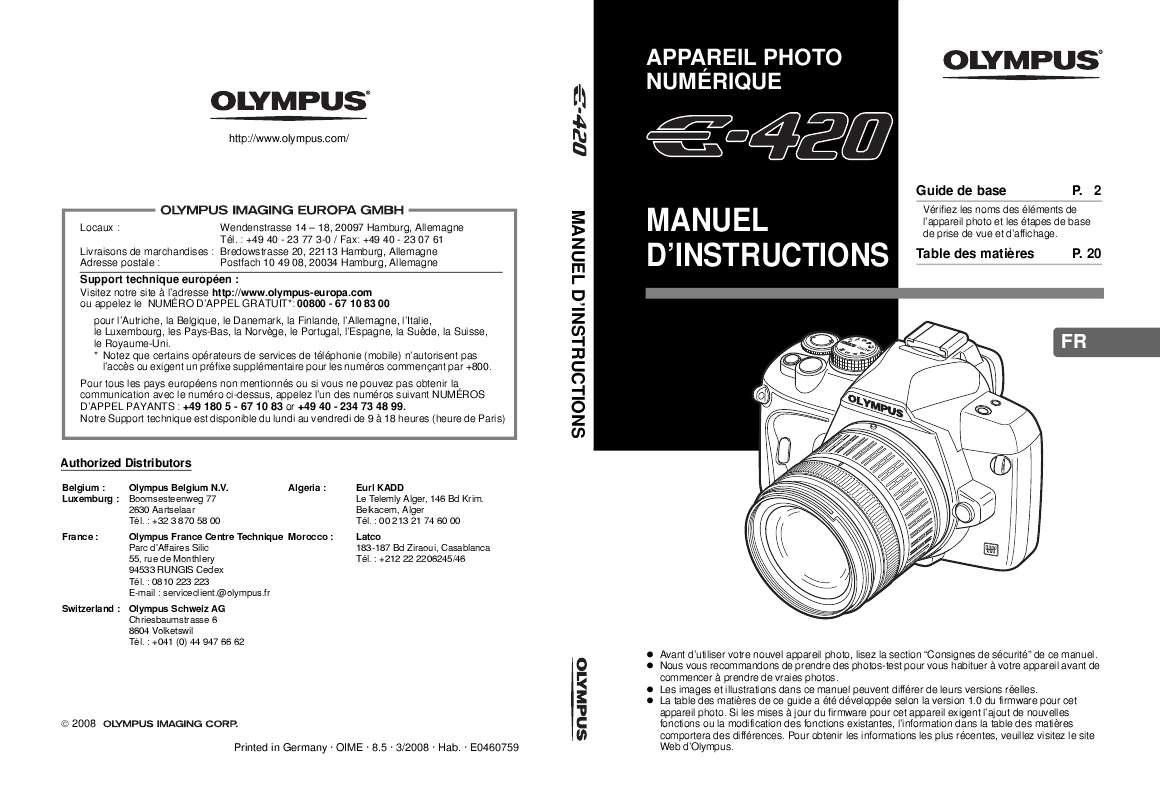 Guide utilisation OLYMPUS E-420  de la marque OLYMPUS