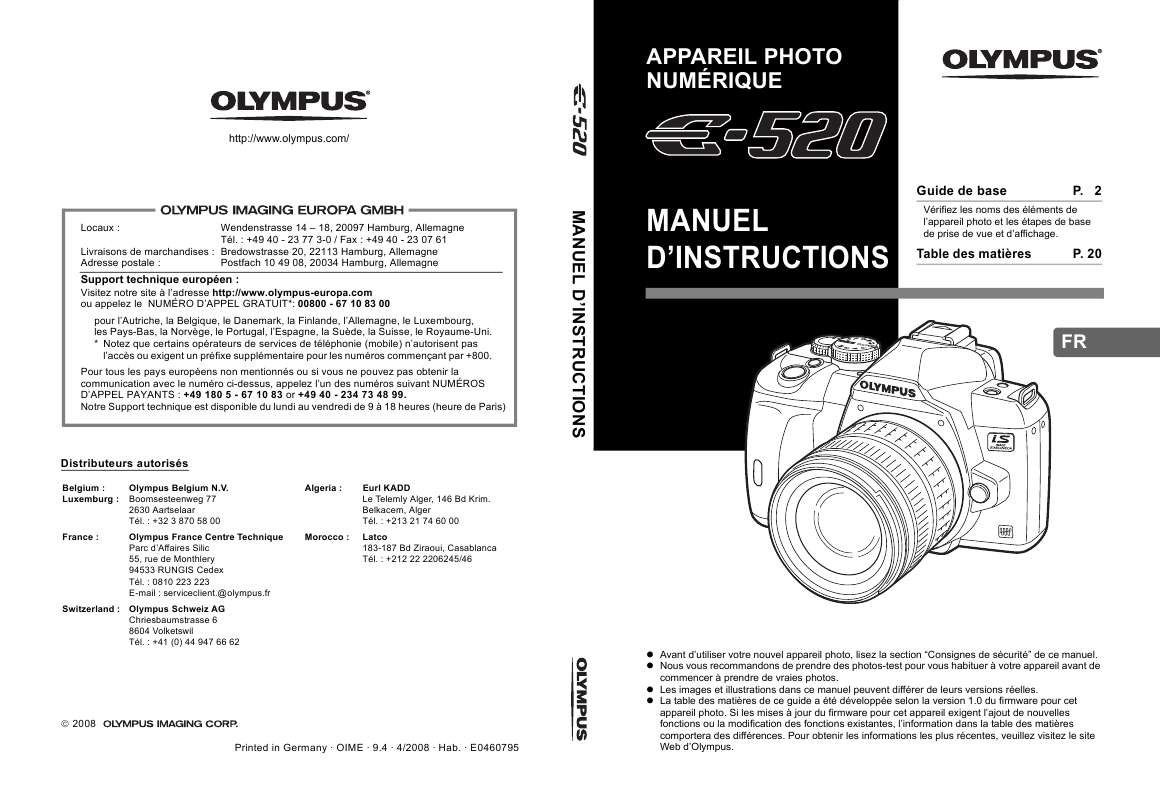 Guide utilisation OLYMPUS E-520  de la marque OLYMPUS