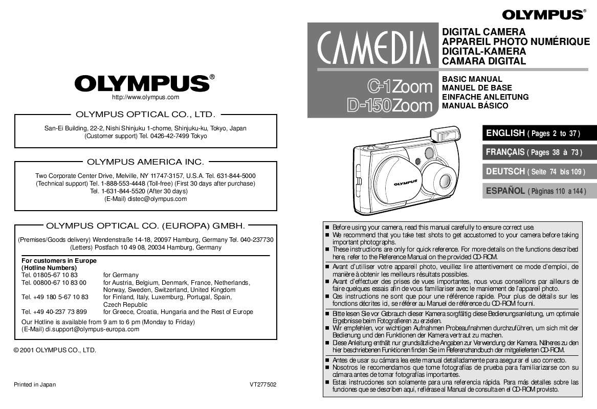 Guide utilisation OLYMPUS C-1 ZOOM  de la marque OLYMPUS