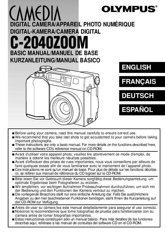 Guide utilisation OLYMPUS C-2040 ZOOM  de la marque OLYMPUS