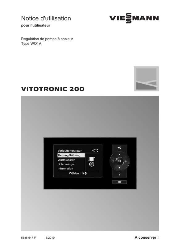 Guide utilisation VIESSMANN VITOTRONIC 200  de la marque VIESSMANN