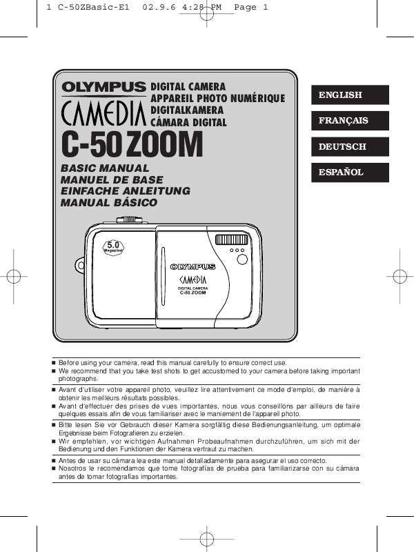 Guide utilisation OLYMPUS C-50 ZOOM  de la marque OLYMPUS