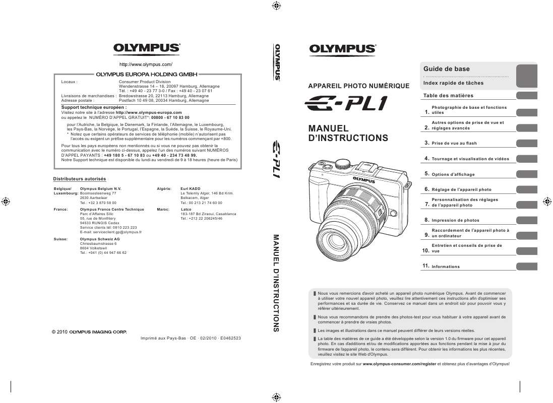 Guide utilisation OLYMPUS E-PL1  de la marque OLYMPUS