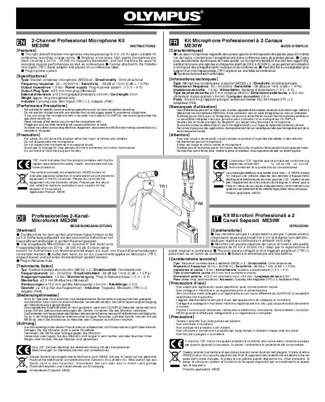 Guide utilisation OLYMPUS ME-30W  de la marque OLYMPUS