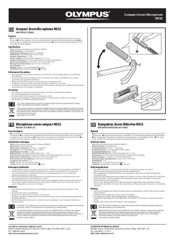 Guide utilisation OLYMPUS ME-32  de la marque OLYMPUS