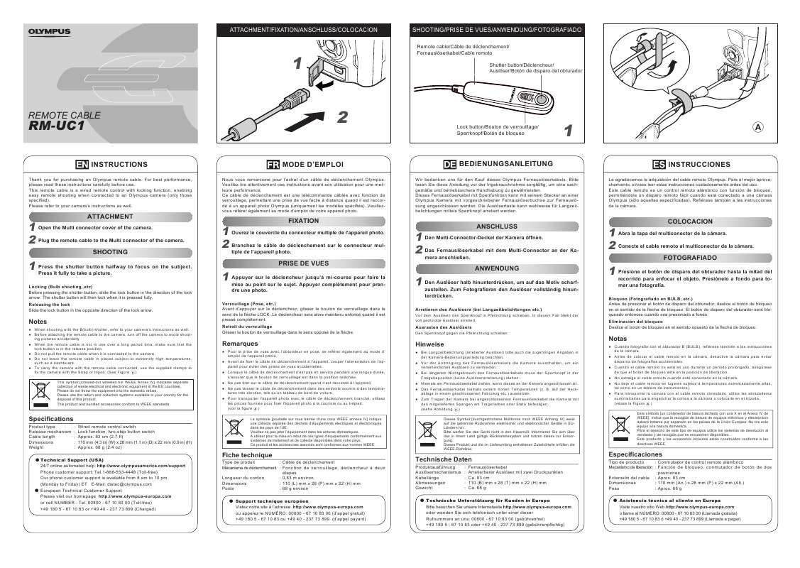 Guide utilisation OLYMPUS RM-UC1  de la marque OLYMPUS