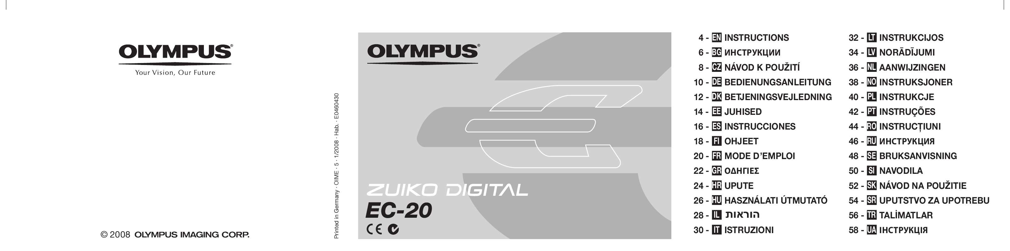 Guide utilisation OLYMPUS ZUIKO DIGITAL EC-20  de la marque OLYMPUS
