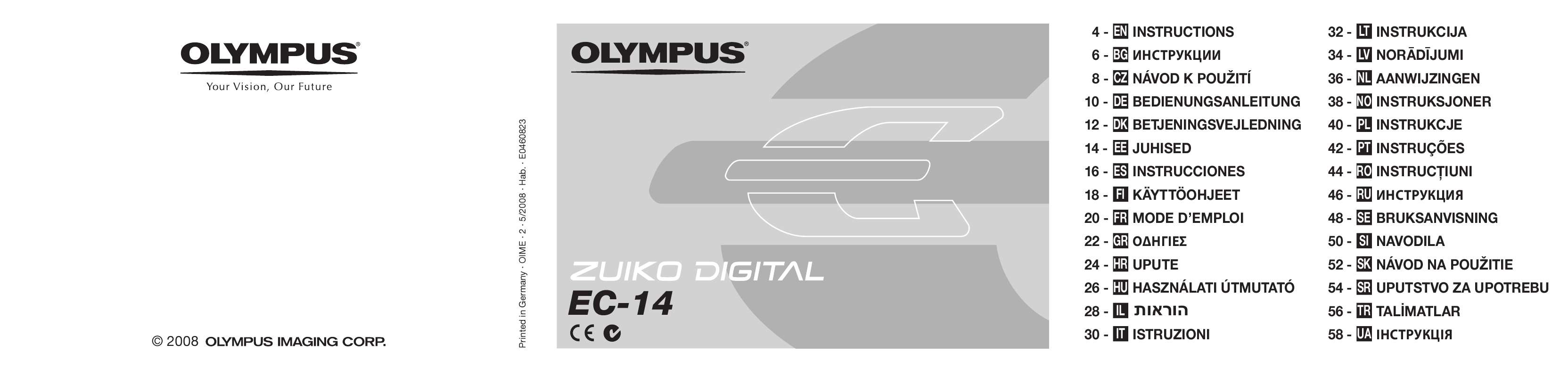 Guide utilisation OLYMPUS ZUIKO DIGITAL 1.4X TÉLÉCONVERTISSEUR EC-14  de la marque OLYMPUS