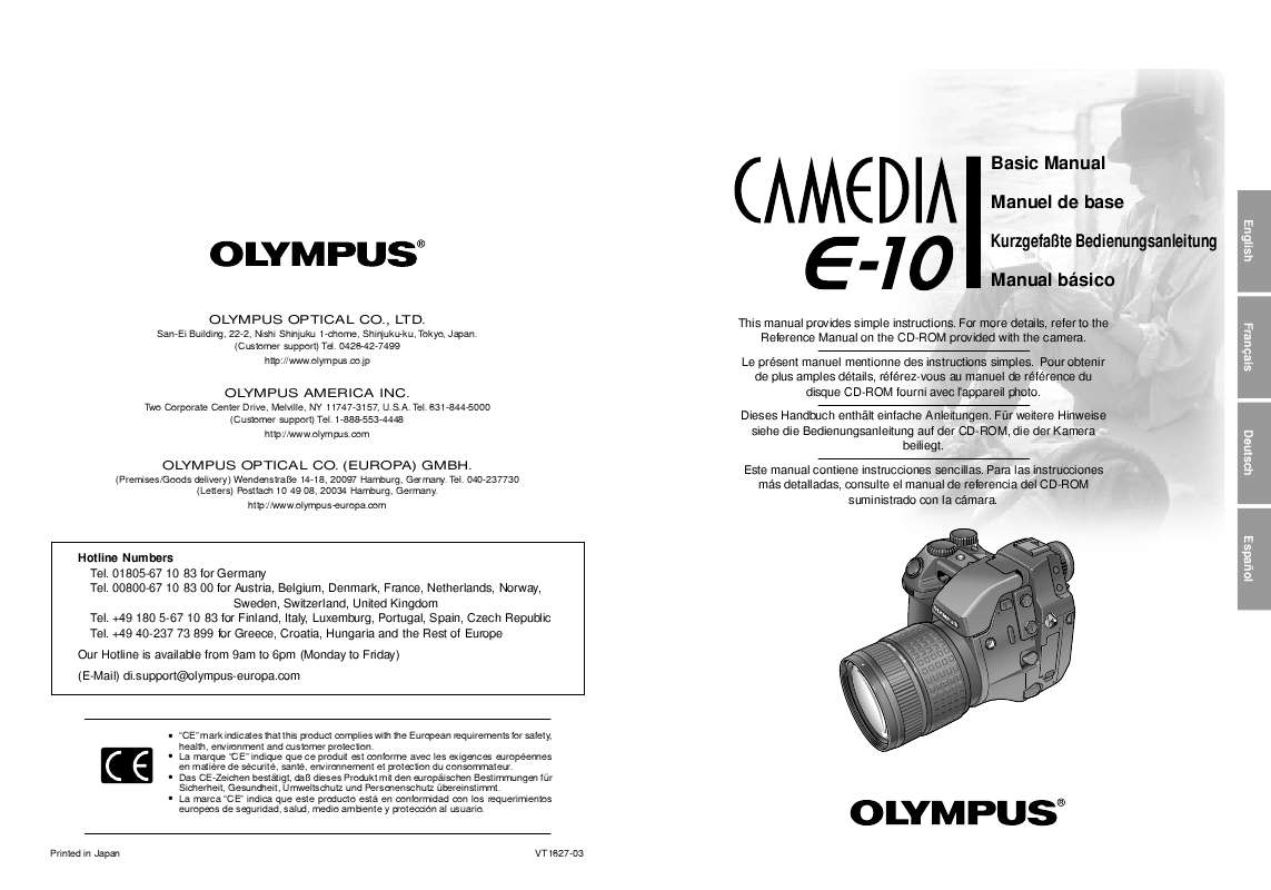 Guide utilisation OLYMPUS CAMEDIA E-10  de la marque OLYMPUS