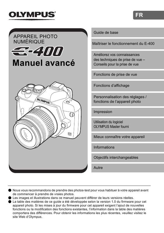 Guide utilisation OLYMPUS CAMEDIA E-400  de la marque OLYMPUS