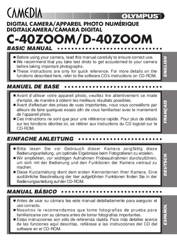 Guide utilisation OLYMPUS D-40ZOOM  de la marque OLYMPUS