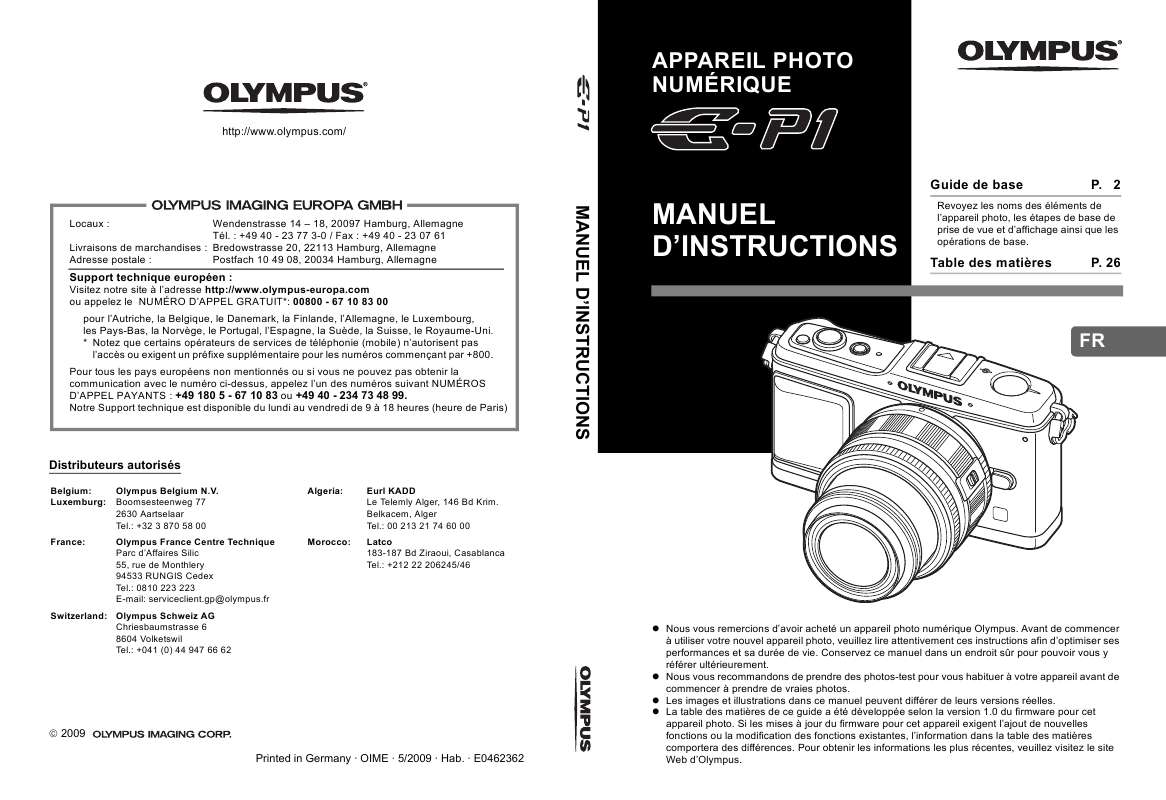 Guide utilisation OLYMPUS E-P1  de la marque OLYMPUS