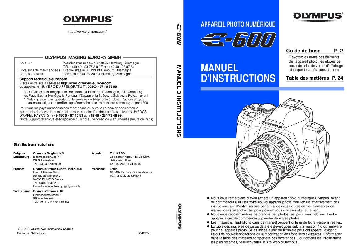 Guide utilisation OLYMPUS E-600  de la marque OLYMPUS