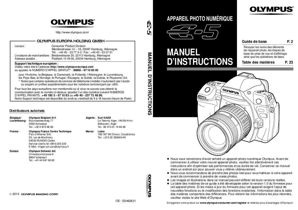 Guide utilisation OLYMPUS E-5  de la marque OLYMPUS