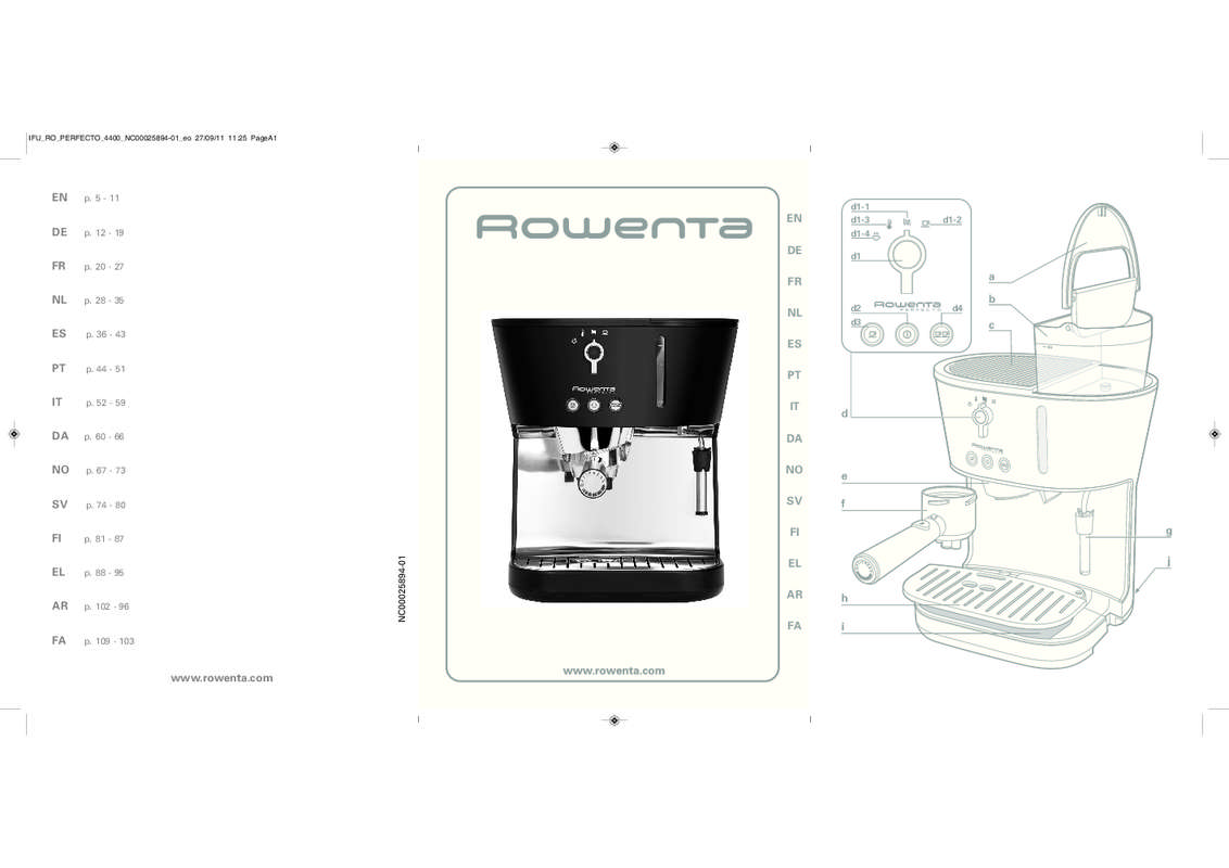 Guide utilisation ROWENTA EXPRESSO SILVER ART de la marque ROWENTA